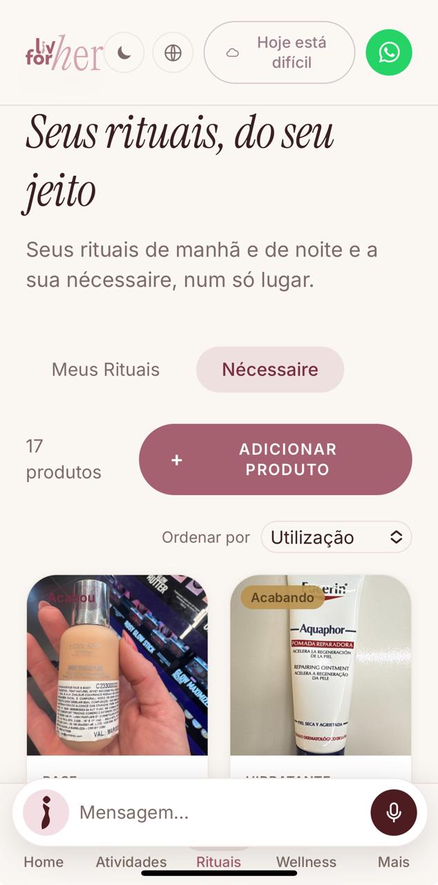 Seus rituais e sua nécessaire