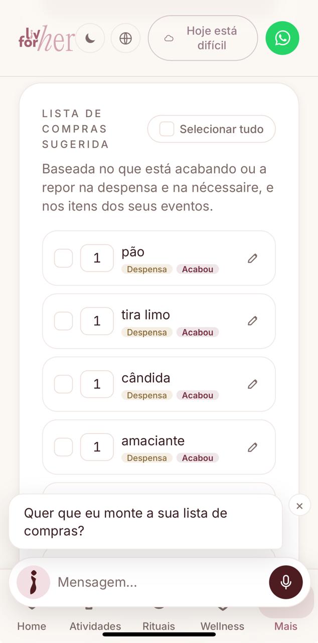 A lista que ela monta sozinha